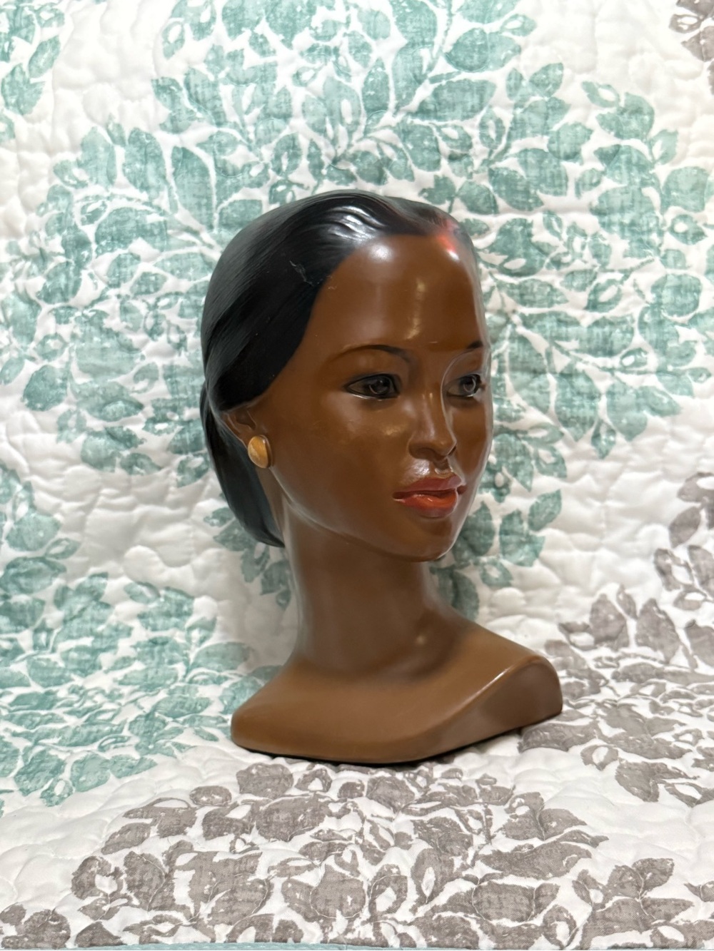 VTG Chalkware Hawaiian Polynesian Girl Woman Bust Hula Tiki Holland Mold Japan
